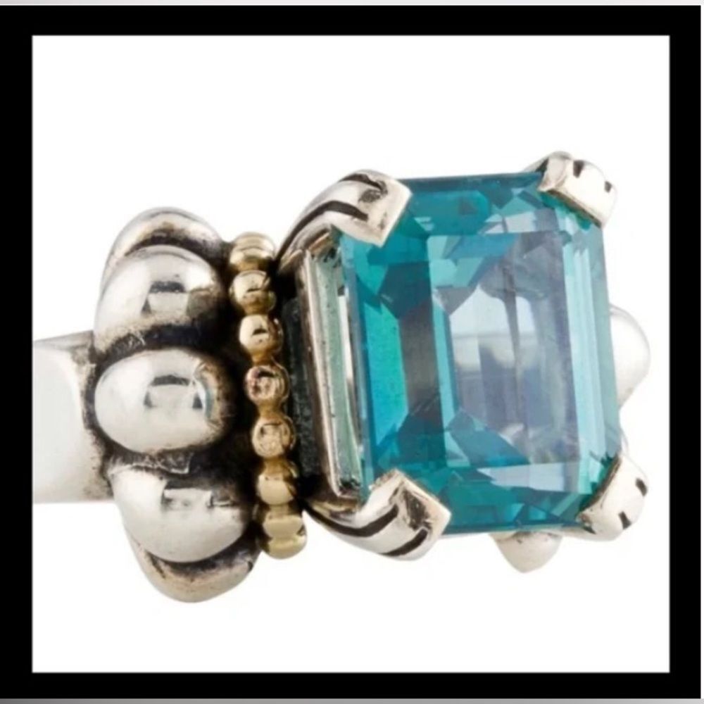 Wow! Sz 6.5 *Lagos* 7.23 CTW Blue Topaz Glacier SS 18k Ring